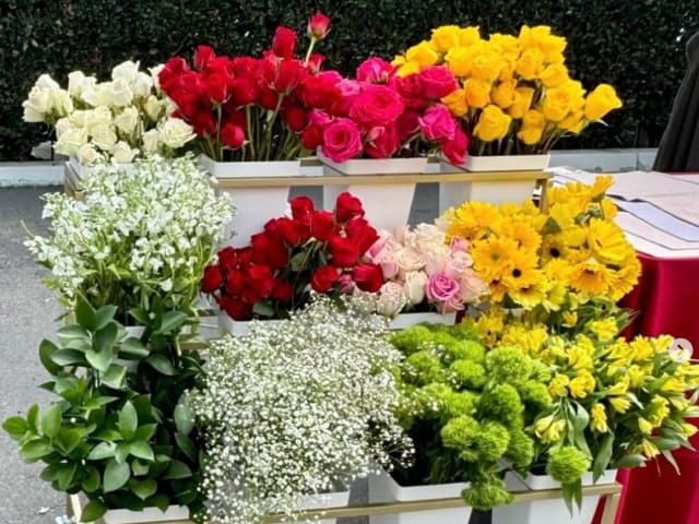 Gold Tiered Display Stand for Flower Bar