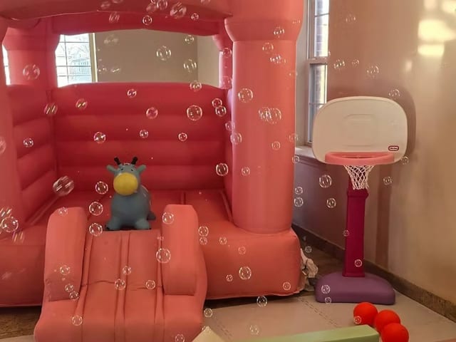 White & Pink Bouncy House Rental