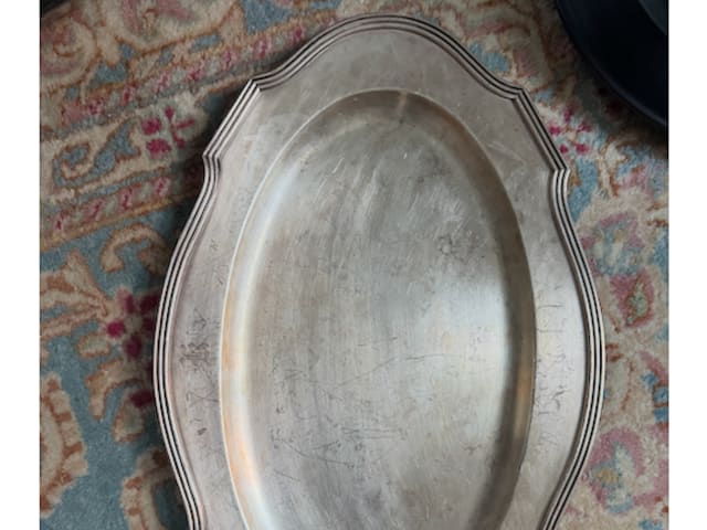 Oval Silver Scalloped Serving Platter