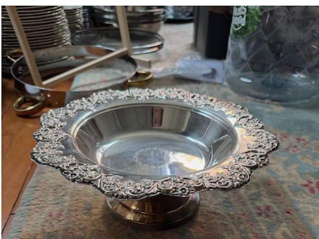 Ornate Silver-Plated Footed Serving Dish