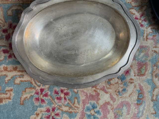 Scalloped Silver Oval Serving Platter