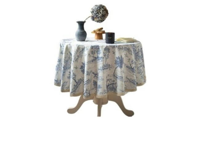 Classic Blue Toile Round Tablecloth - 60” Round