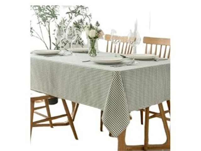 Green Gingham Check Tablecloth
