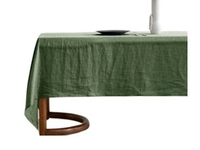 Forest Green Linen Tablecloth - 60” W x 120” L