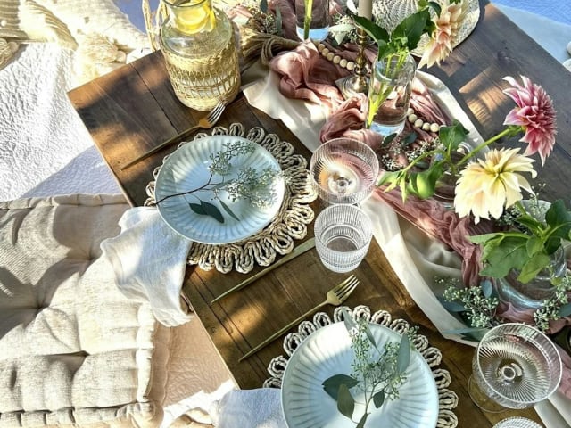 Rustic Low Wooden Picnic Table