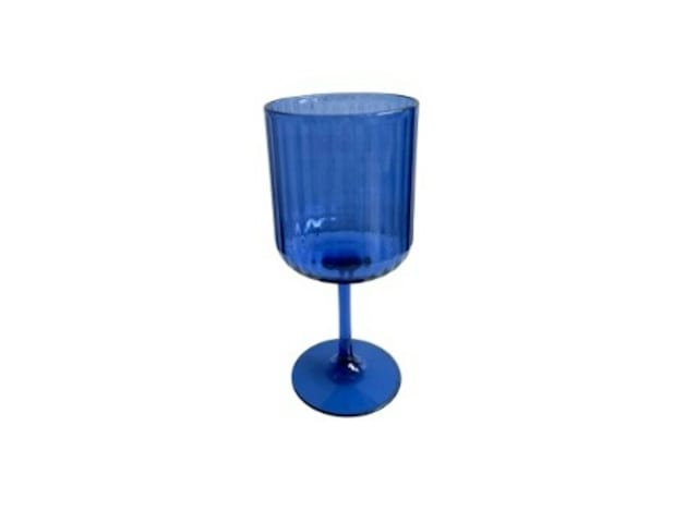 Cobalt Blue Ribbed Glass Wine Goblet