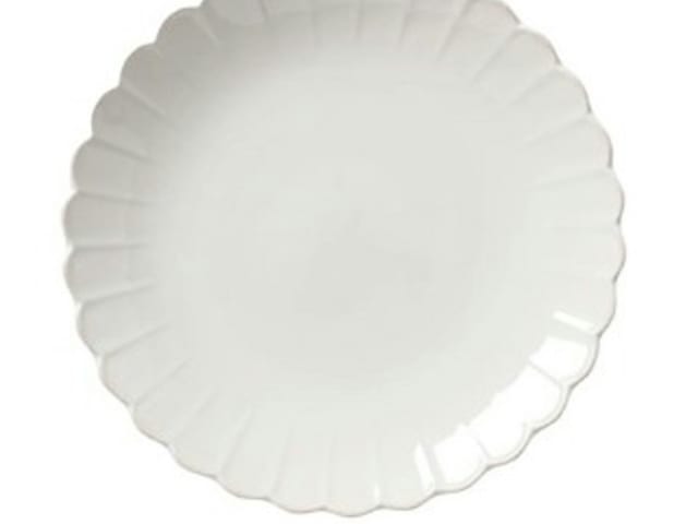 White Ceramic Scalloped Edge Dinner Plate