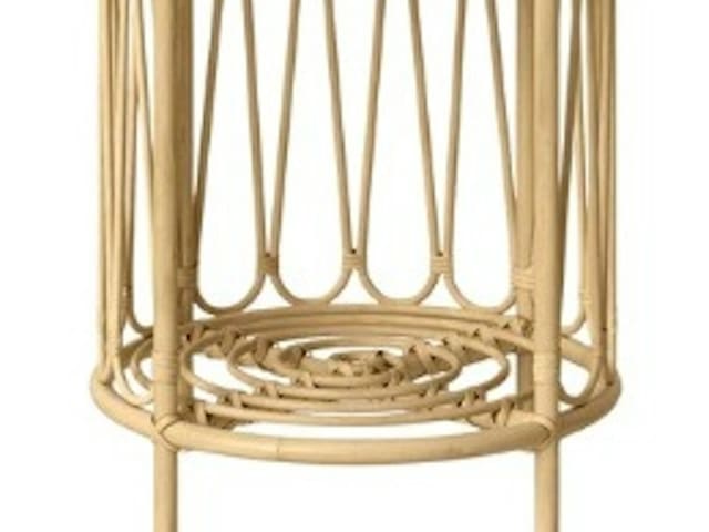 Round Natural Rattan Side Table