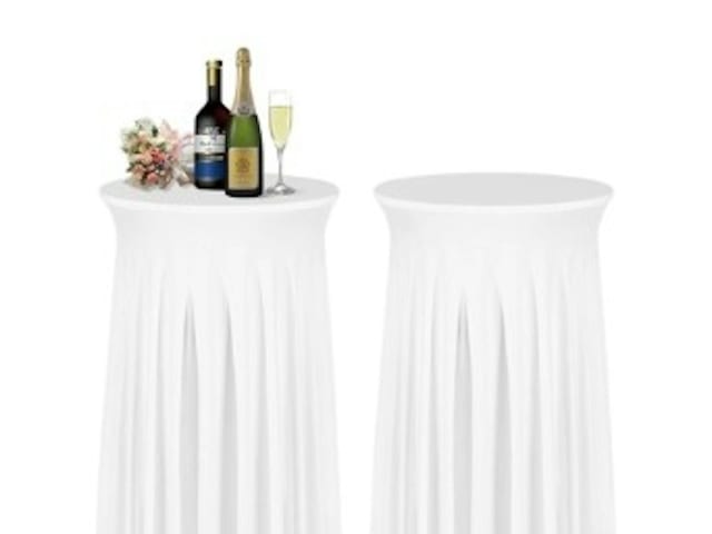 Pair of White Pleated High-Top Cocktail Tablecloths