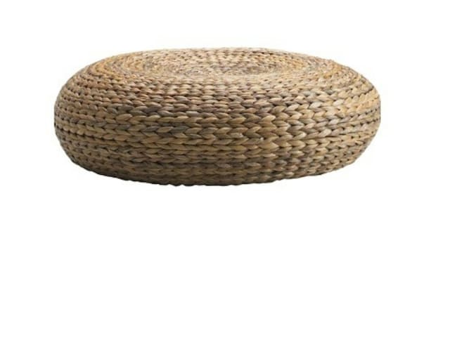 Natural Woven Round Floor Cushion Pouf