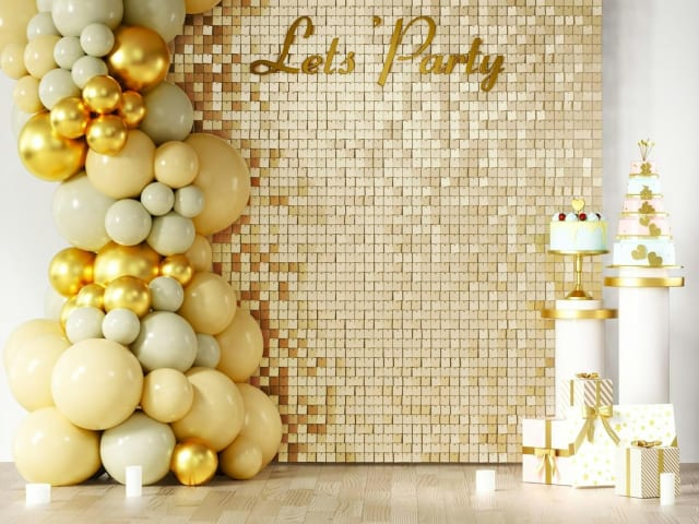 Gold Shimmer Sequin Wall Backdrop 8ft x 6ft
