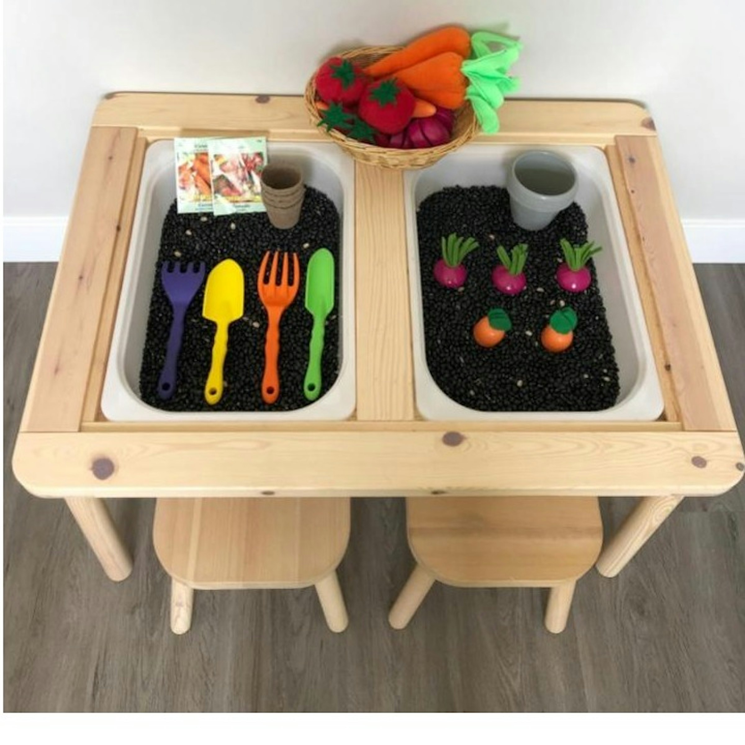 Kids Wooden Sensory Table with 2 Bins