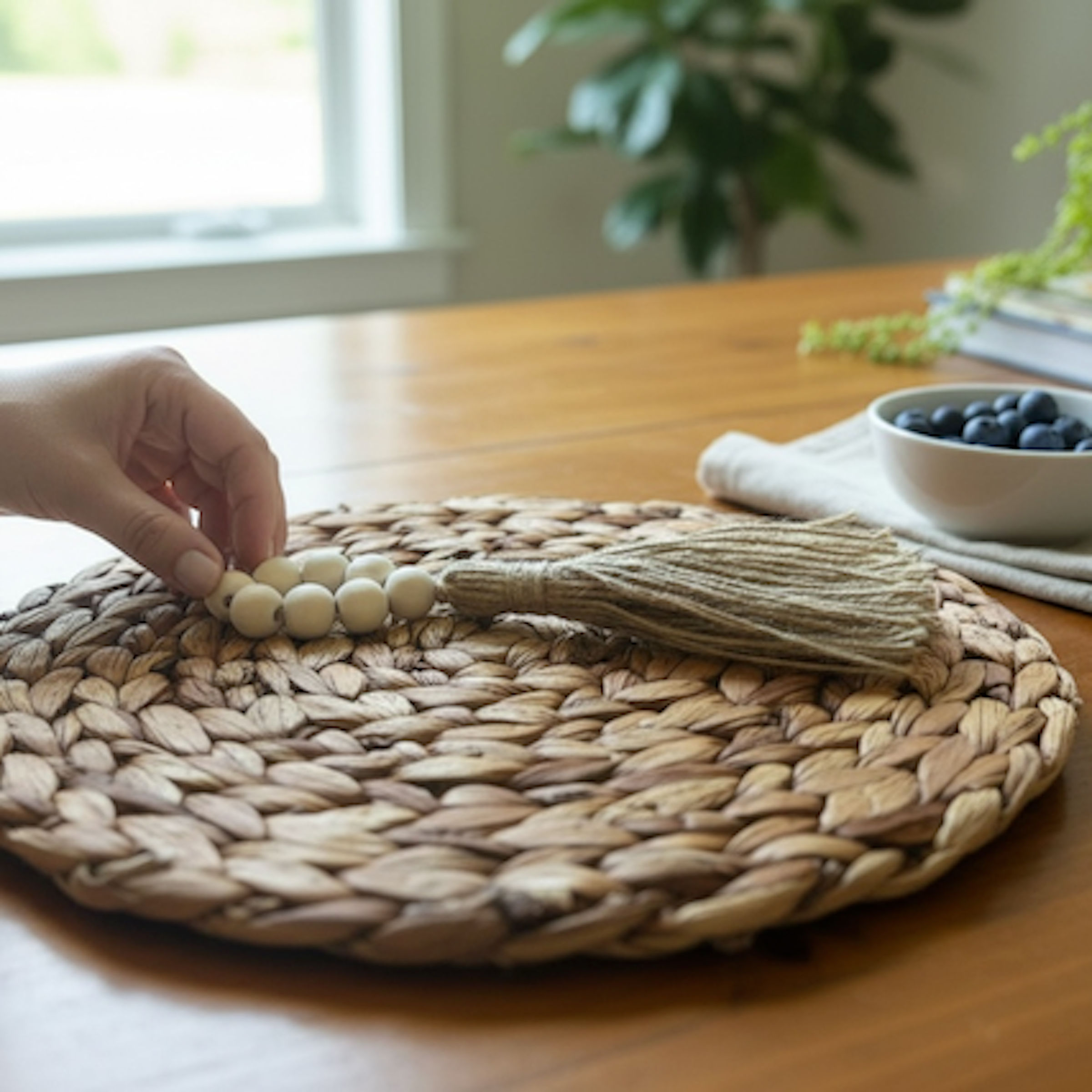 12 inch Natural Woven Round Placemat - Set of 10