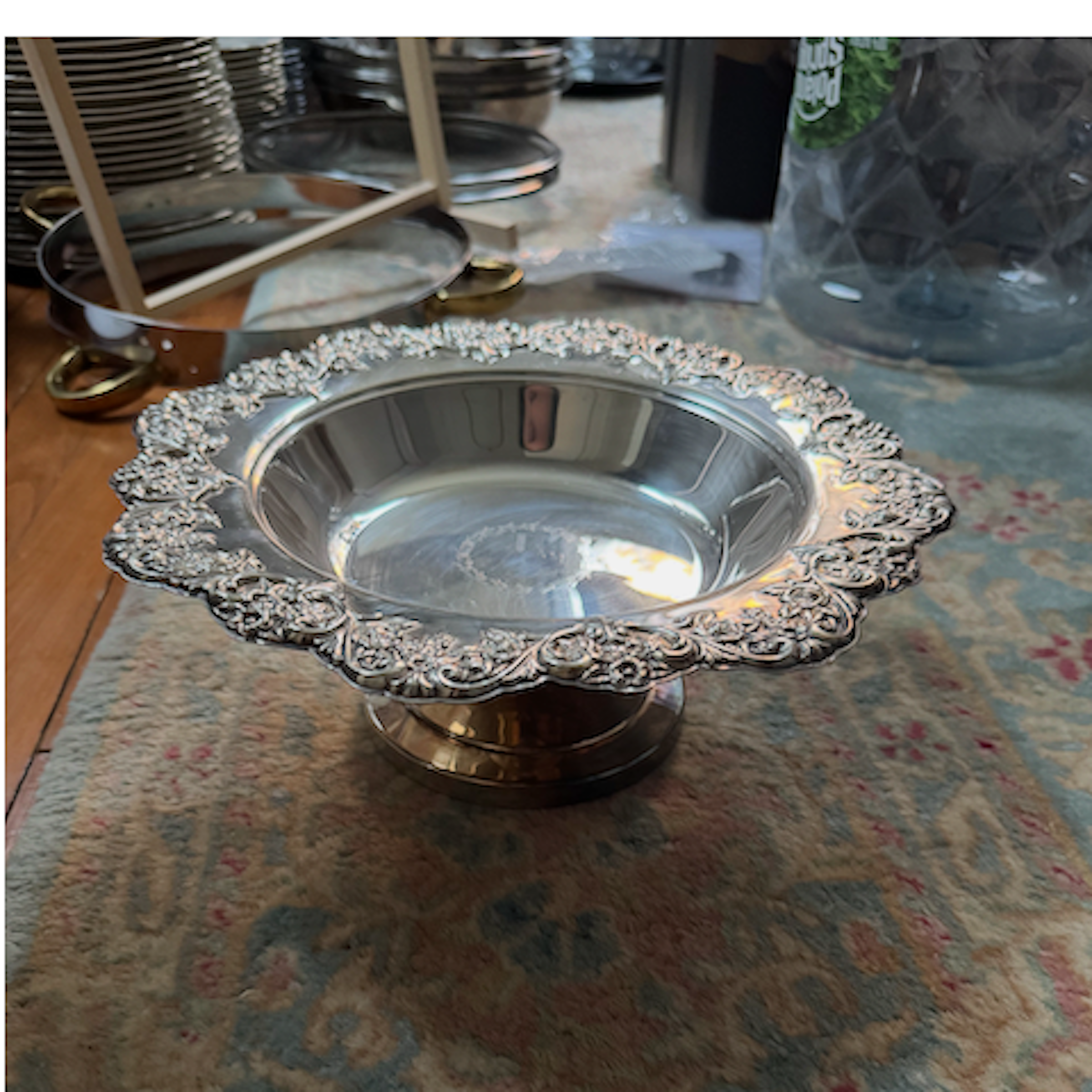 Ornate Silver-Plated Footed Serving Dish