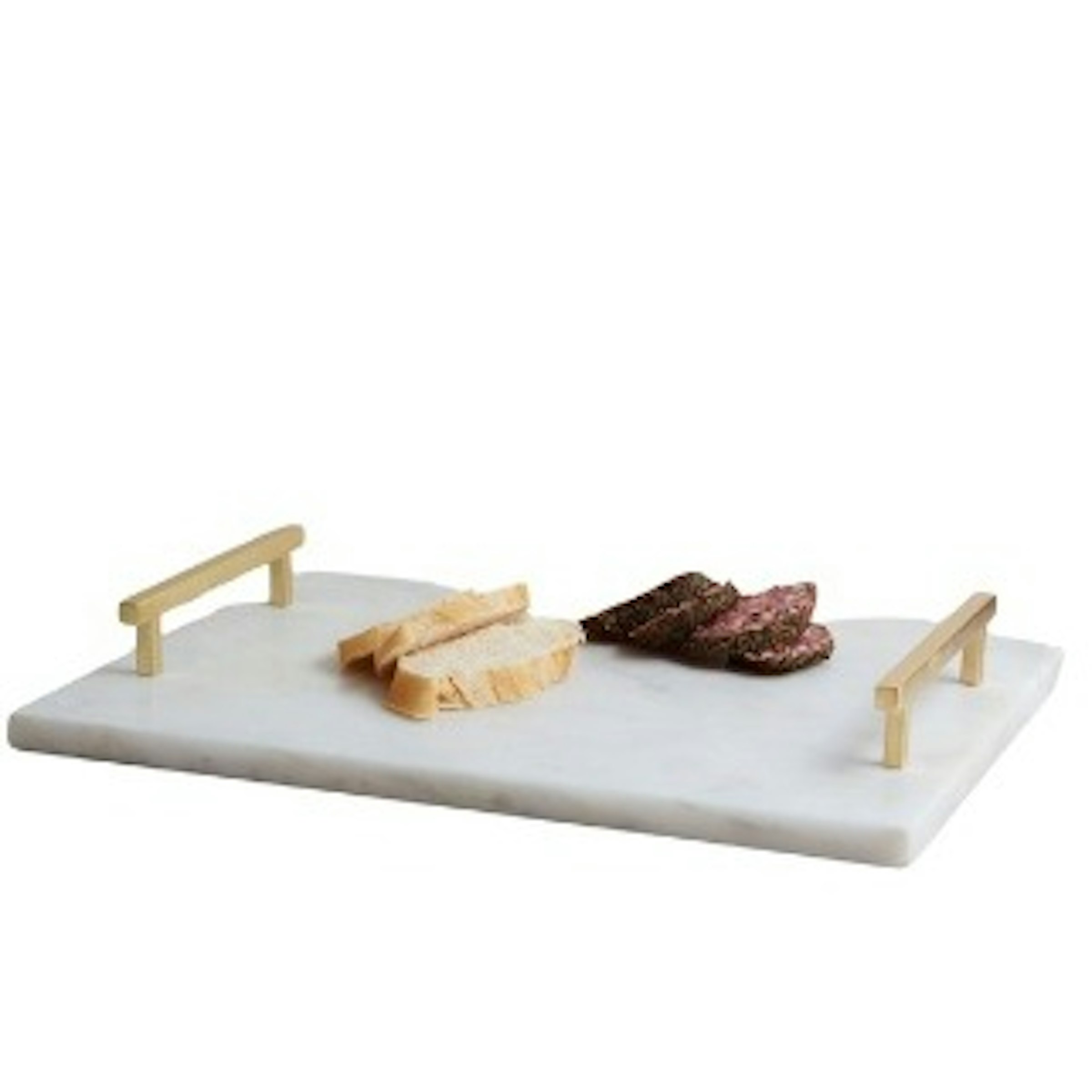 White Marble Serving Tray with Gold Handles