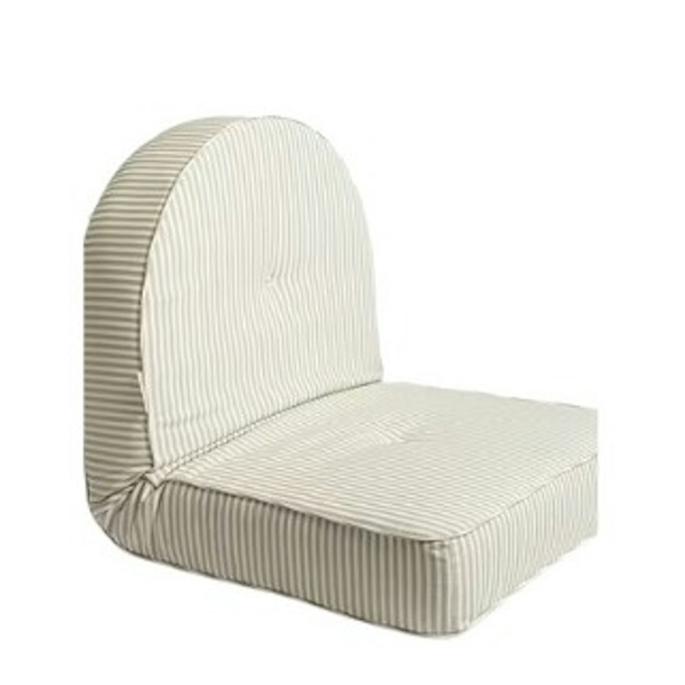 Beige Striped Floor Cushion with Rounded Back
