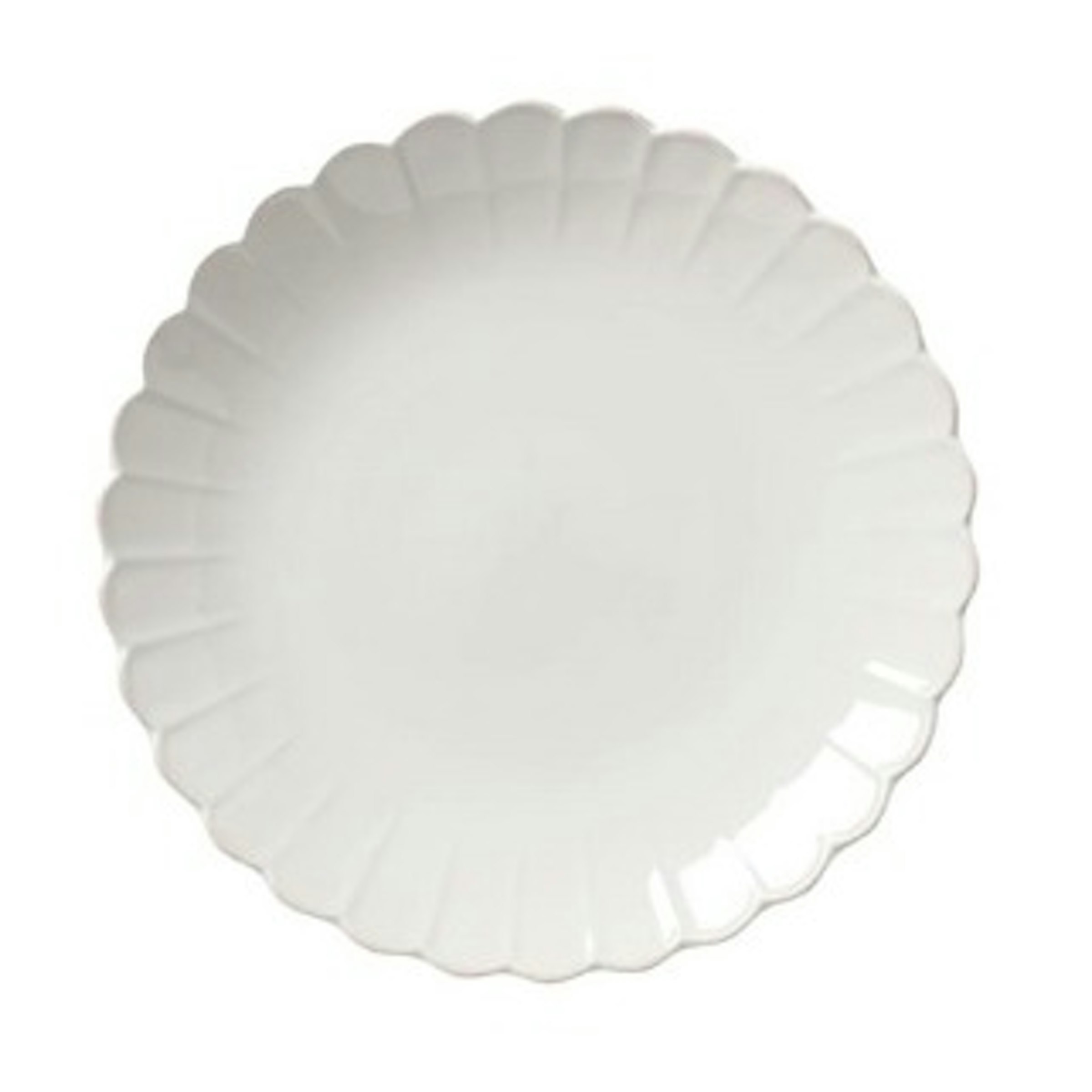 White Ceramic Scalloped Edge Dinner Plate