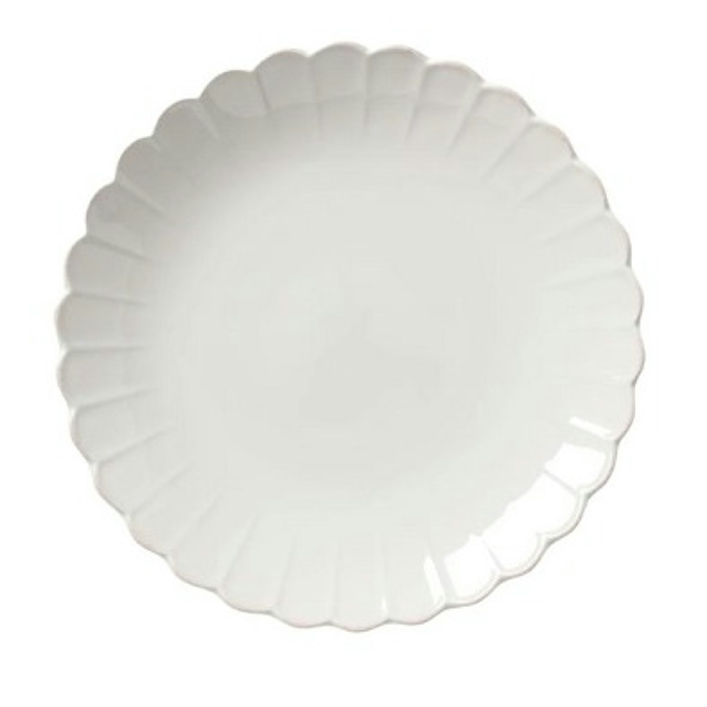 White Ceramic Scalloped Dinner Plate