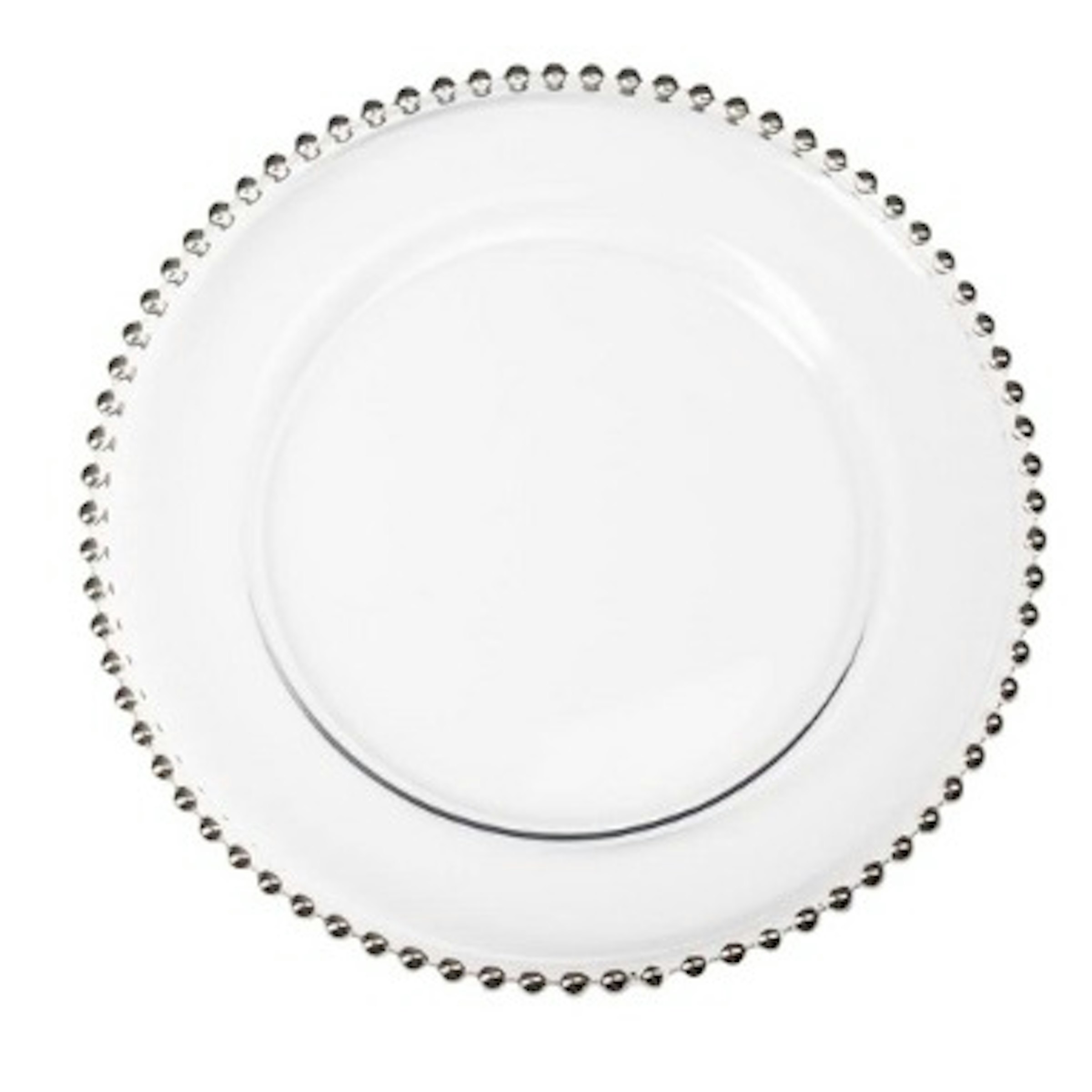 Clear Glass Charger Plate with Silver Beads