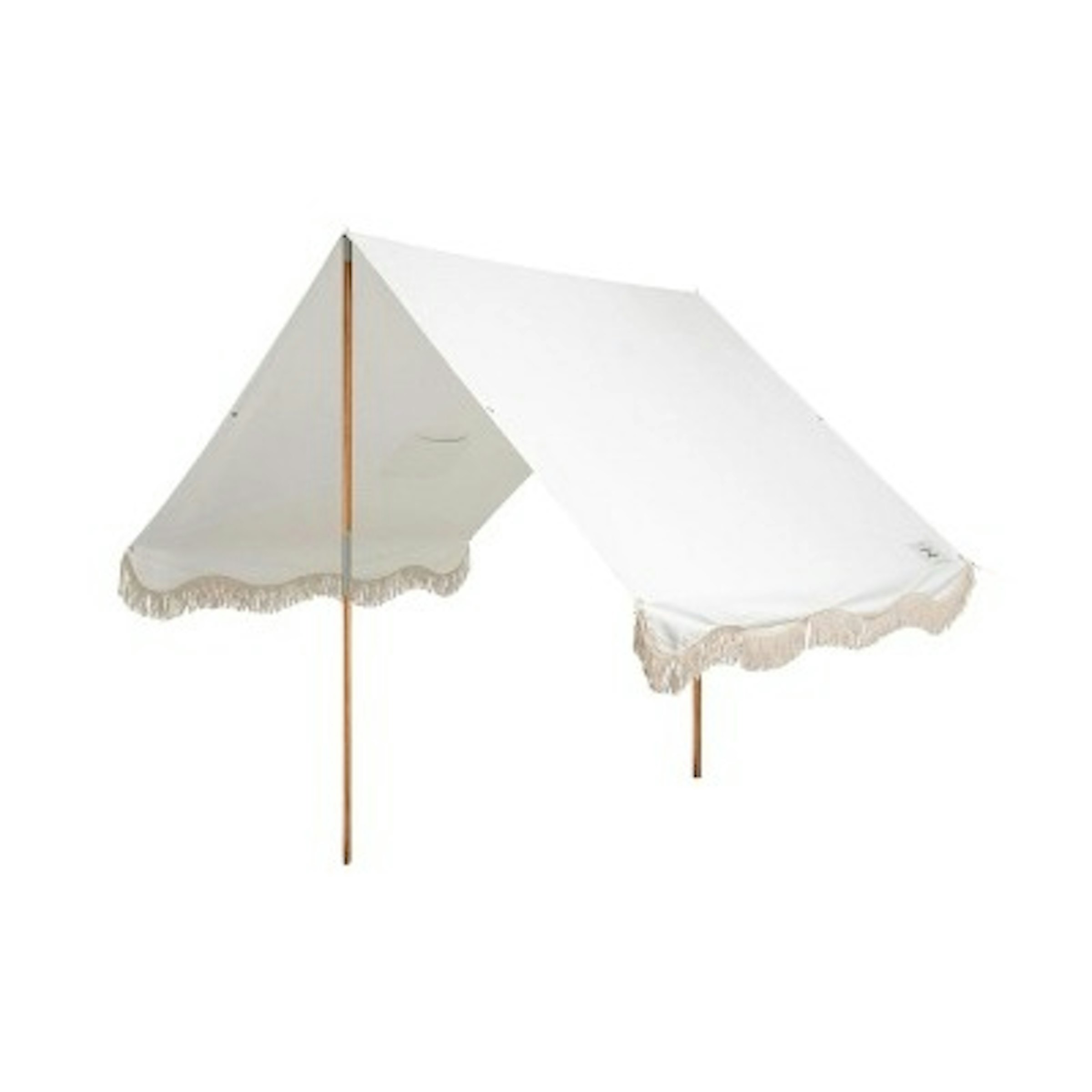 Boho Cream Fringe Canvas Sun Shade Canopy  6'H x 6' W x 6'D