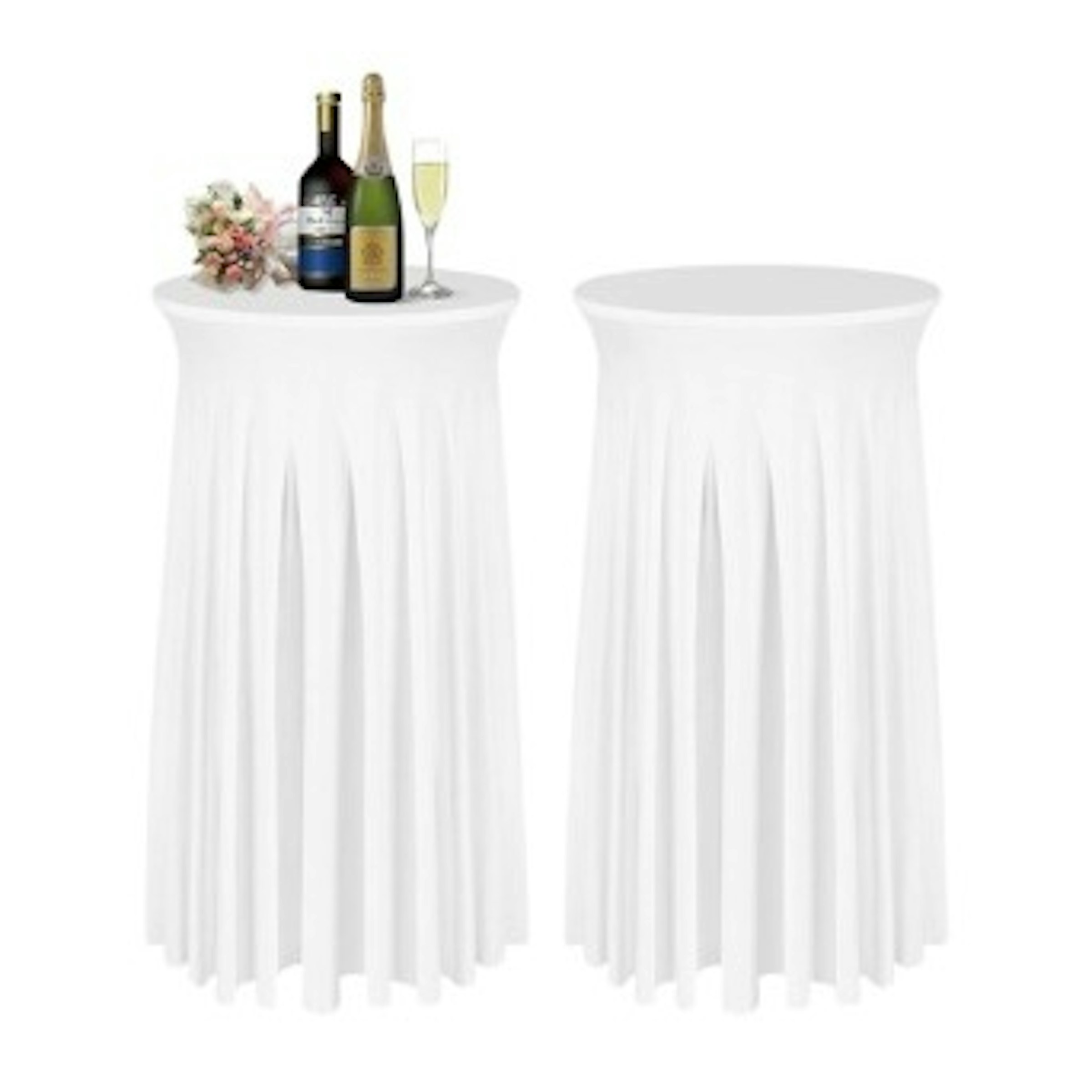 Pair of White Pleated High-Top Cocktail Tablecloths