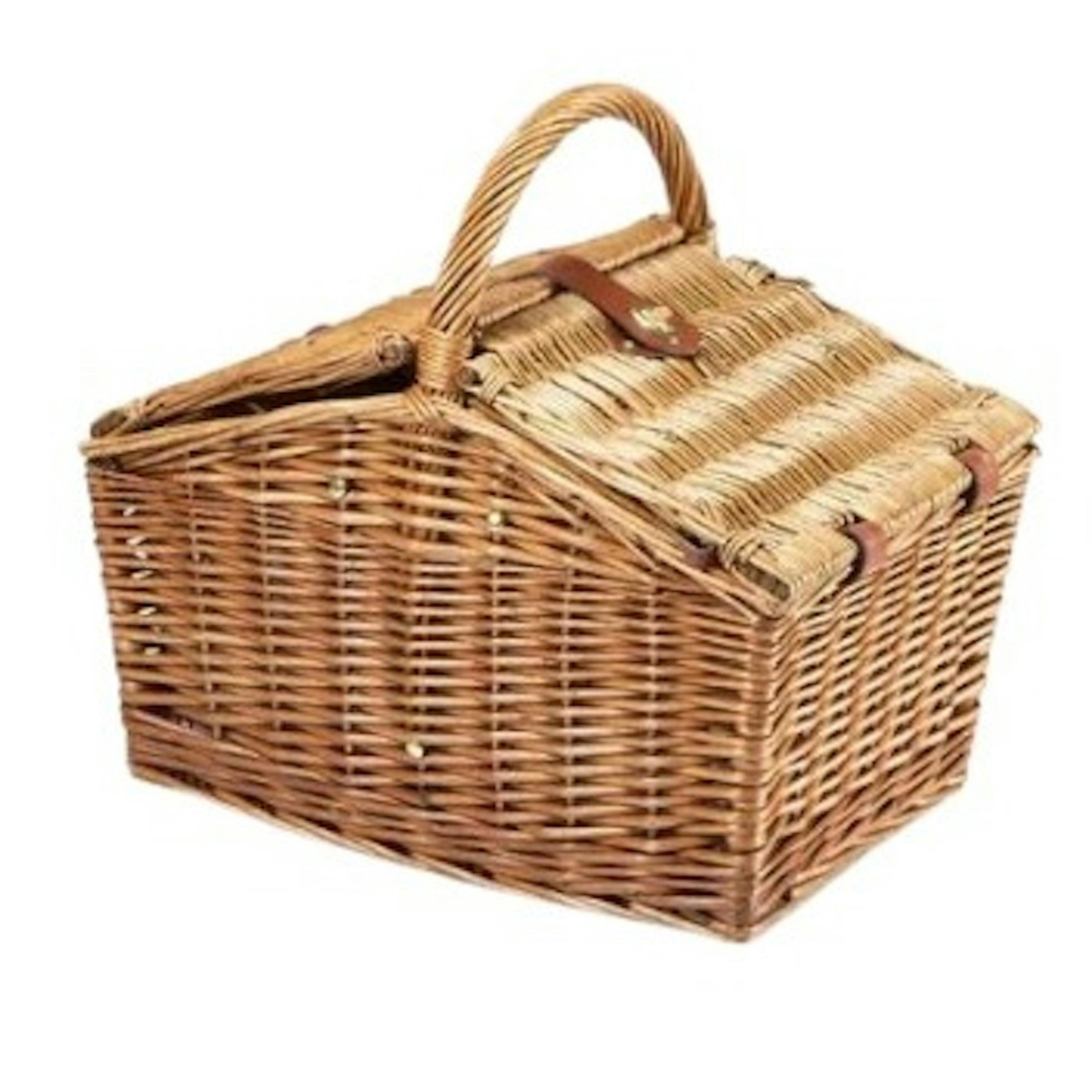 Classic Wicker Picnic Basket with Leather Straps