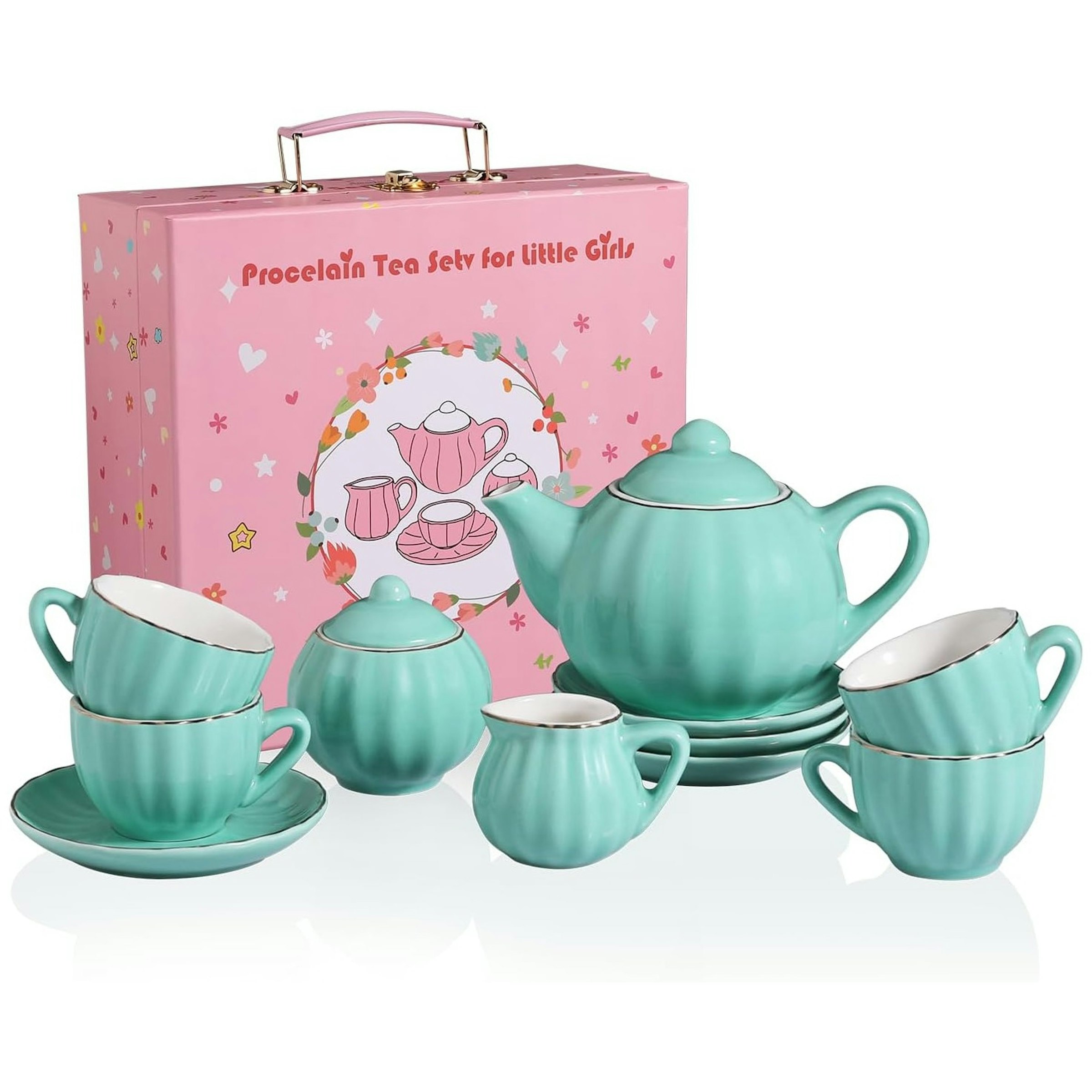 Teal Porcelain Children’s Tea Party Set