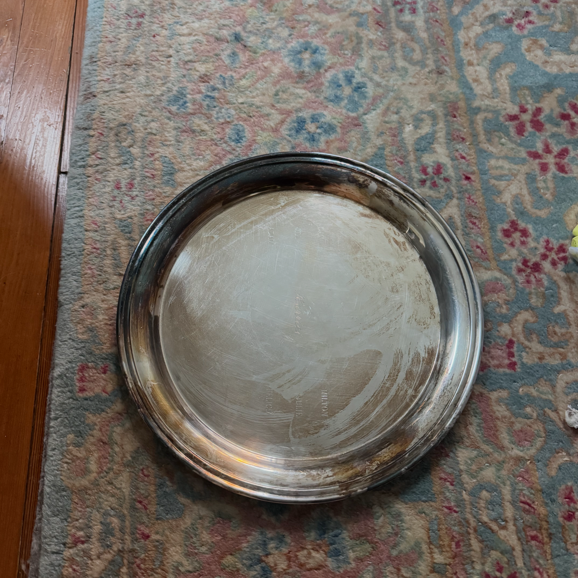Classic Round Metal Serving Tray, Silver Tone
