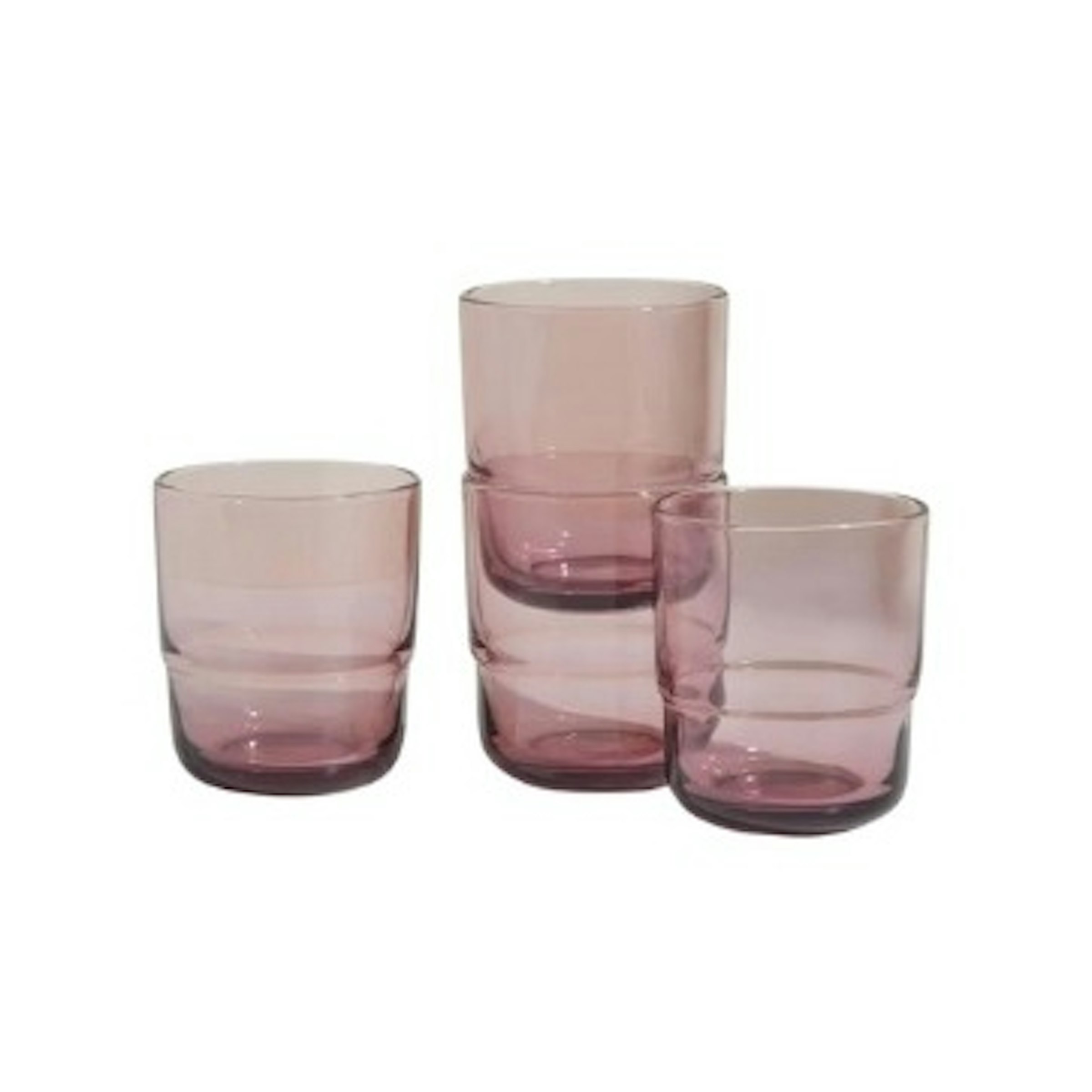 Set of 4 Pink Stackable Glass Tumblers