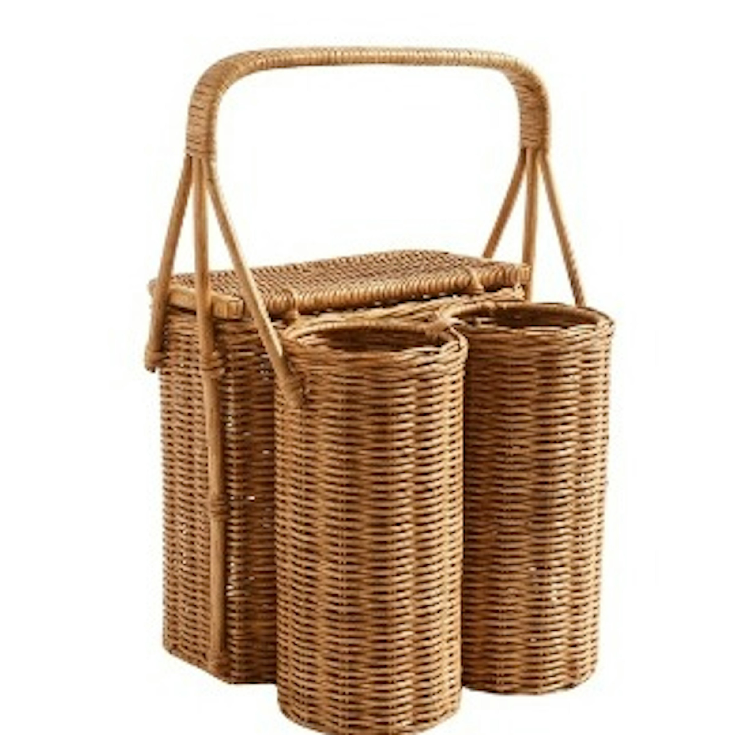 Rattan Picnic Caddy with 2 Bottle Holders