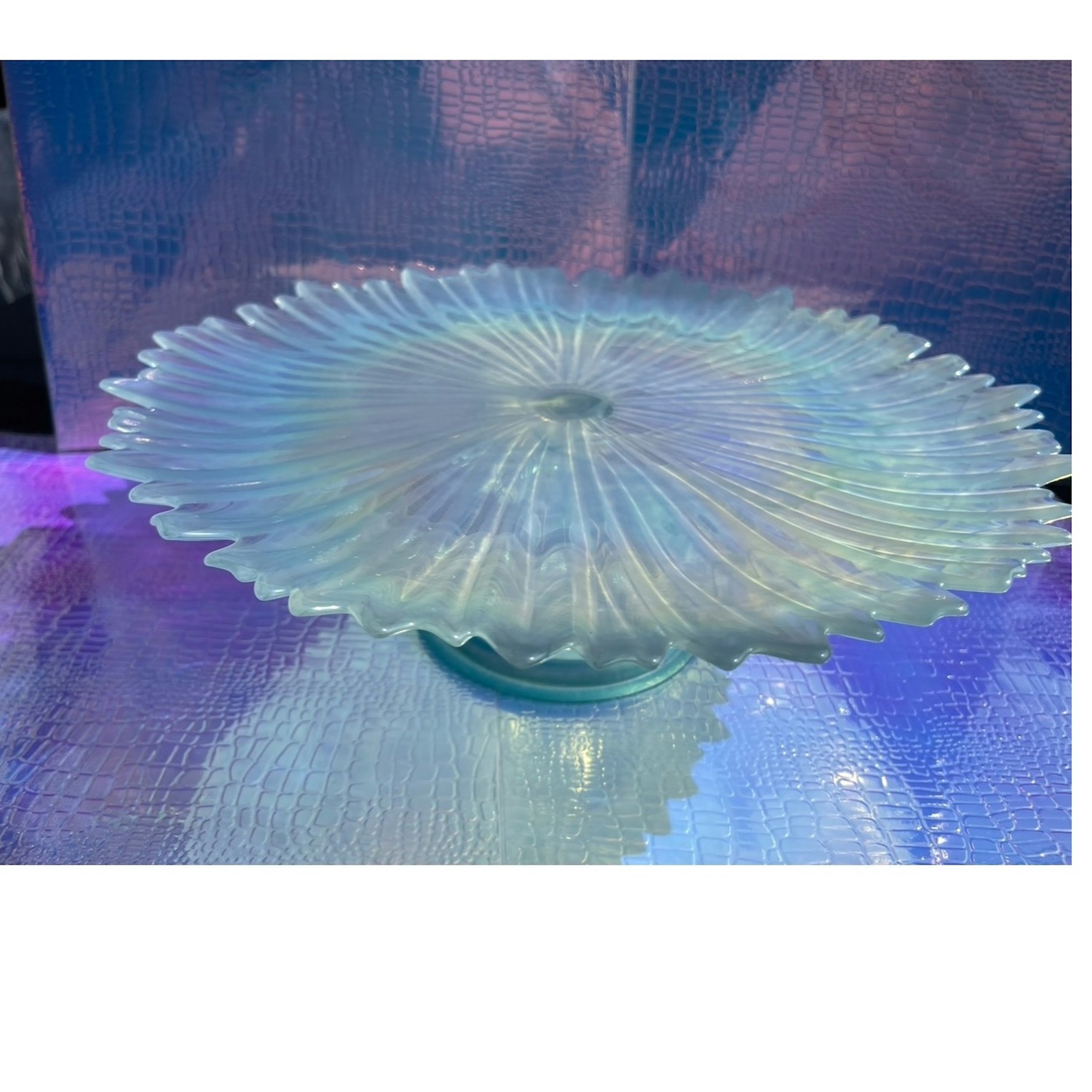 Blue Iridescent Cake stand 1'