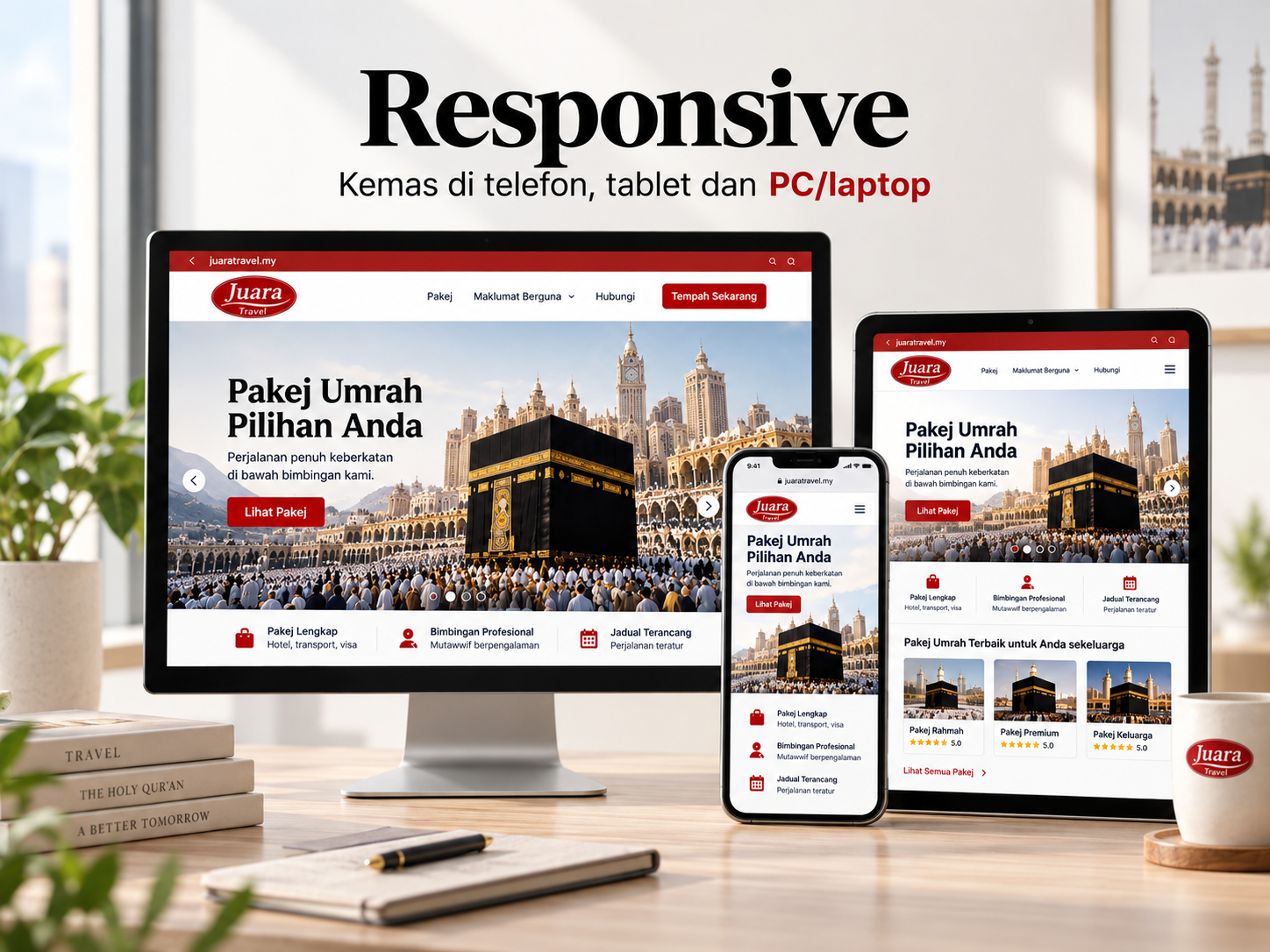 Website responsive pada tiga peranti