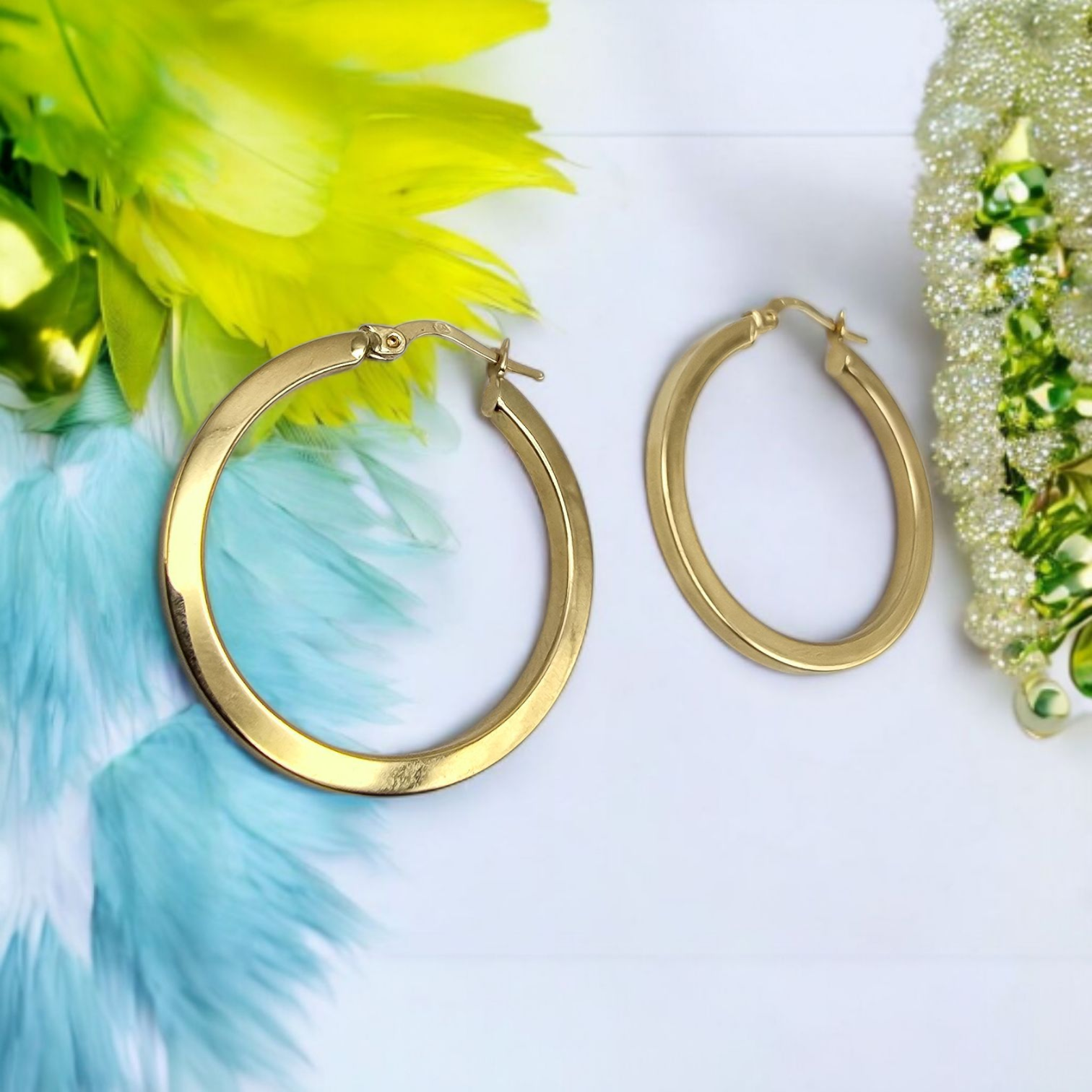 Luxe Oval-Edge Glow Hoops