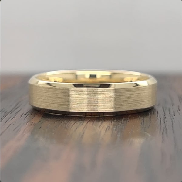 Gold Men's Beveled Edge Wedding Band Gold Ring 2