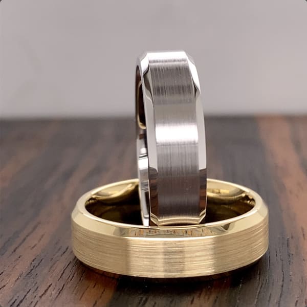 Gold Men's Beveled Edge Wedding Band Gold Ring 4