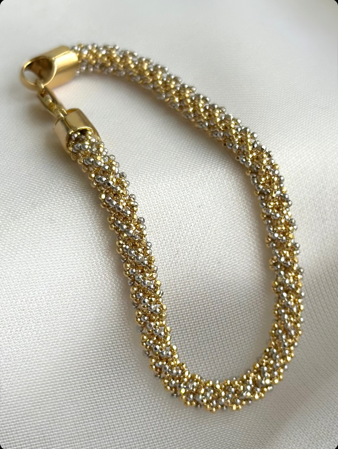 TwistLuxe Dual-Tone Bead Bracelet