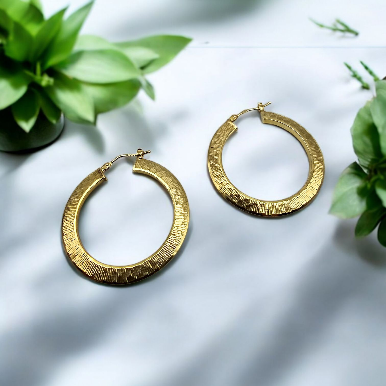 Golden Eclipse Textured Hoops