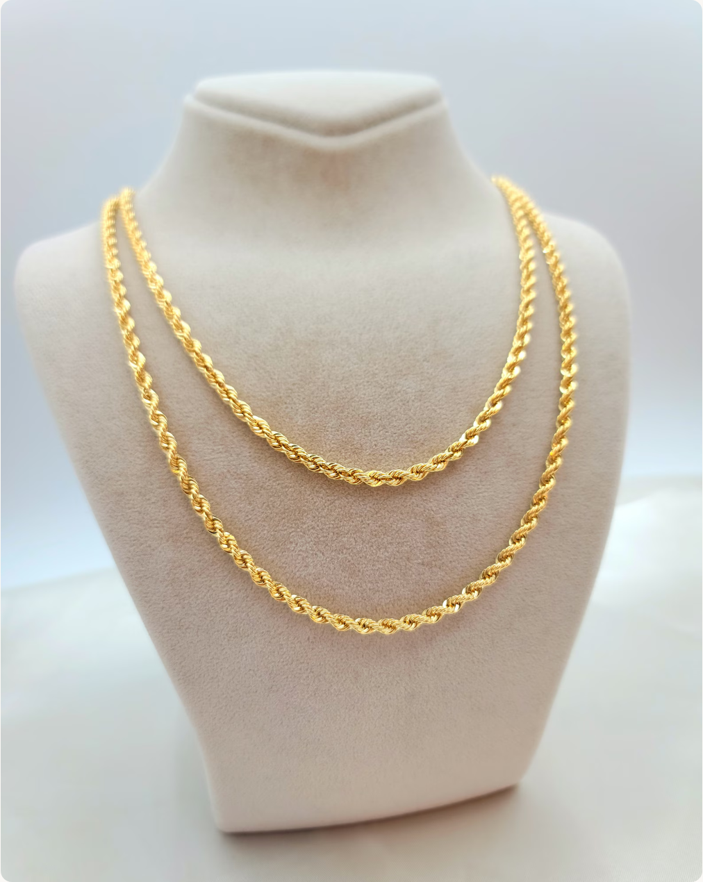 Solid Gold Rope Chain Necklace