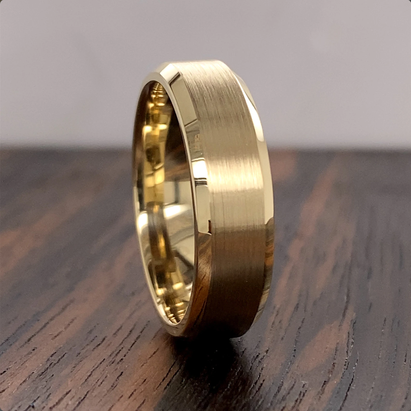 Gold Men's Beveled Edge Wedding Band Gold Ring