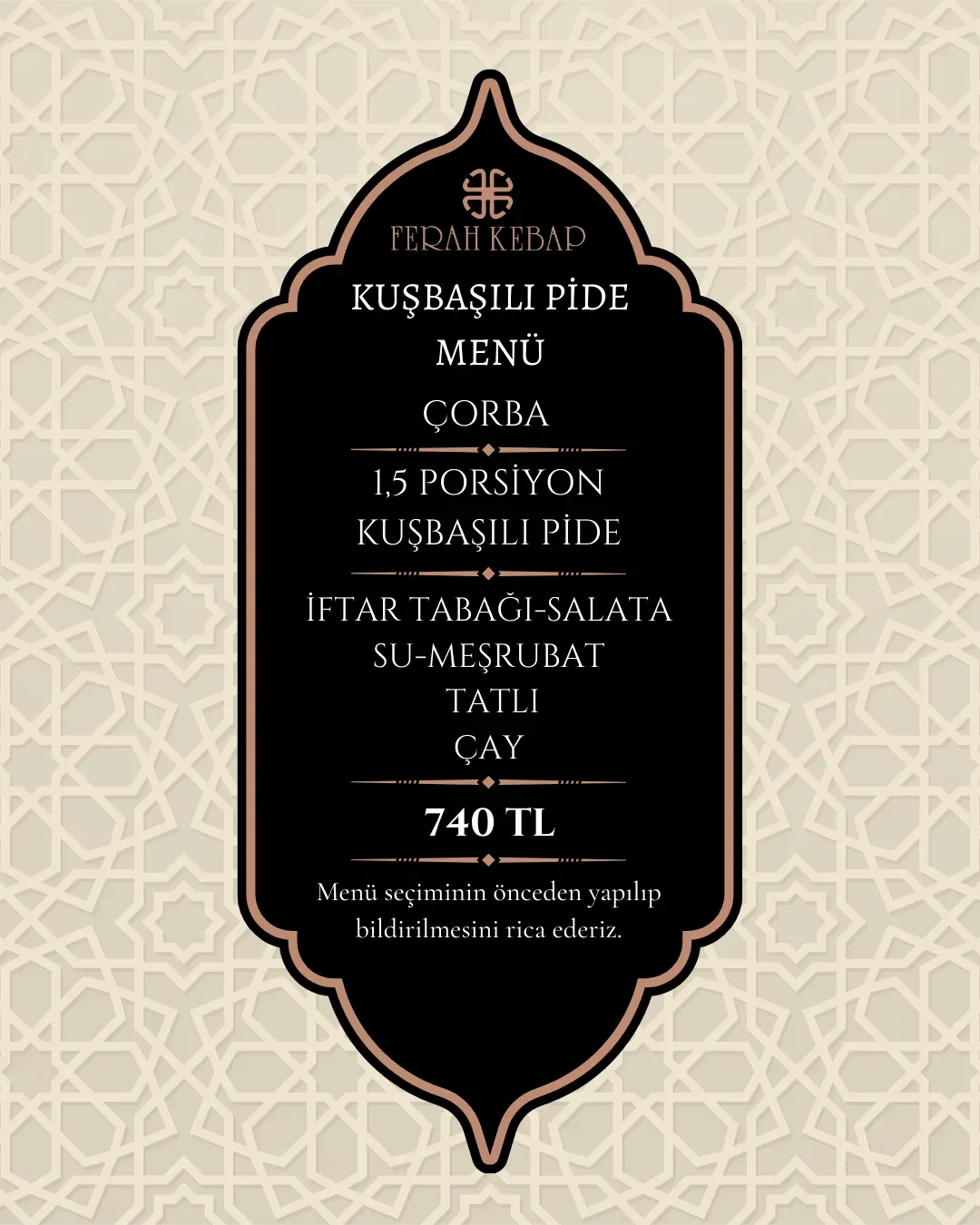 Kuşbaşılı Pide Menü