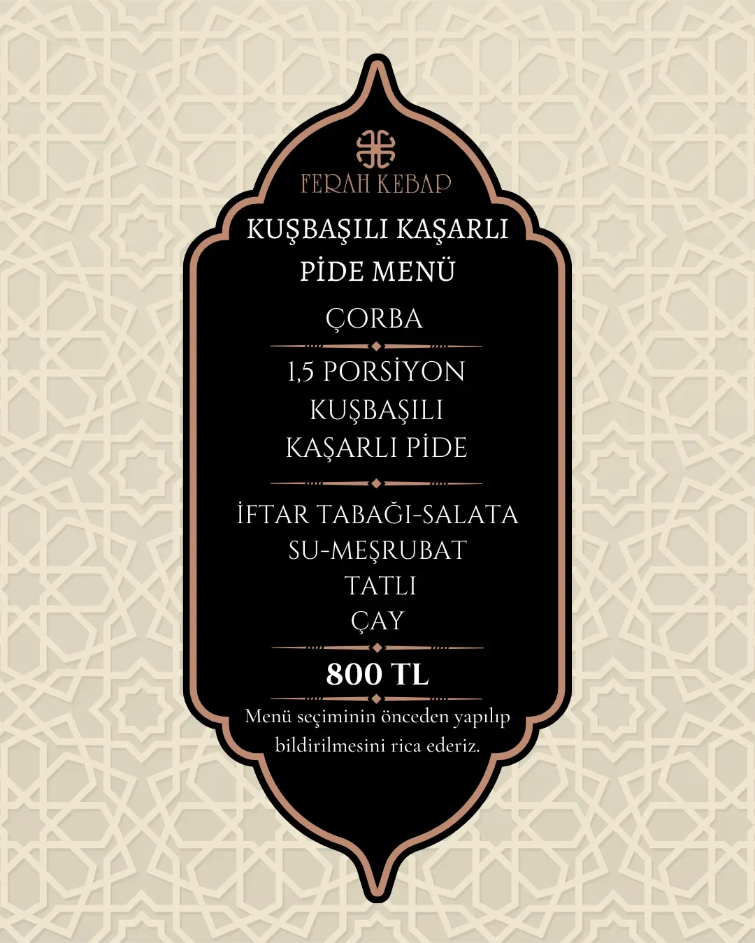 Kuşbaşılı Kaşarlı Pide Menü