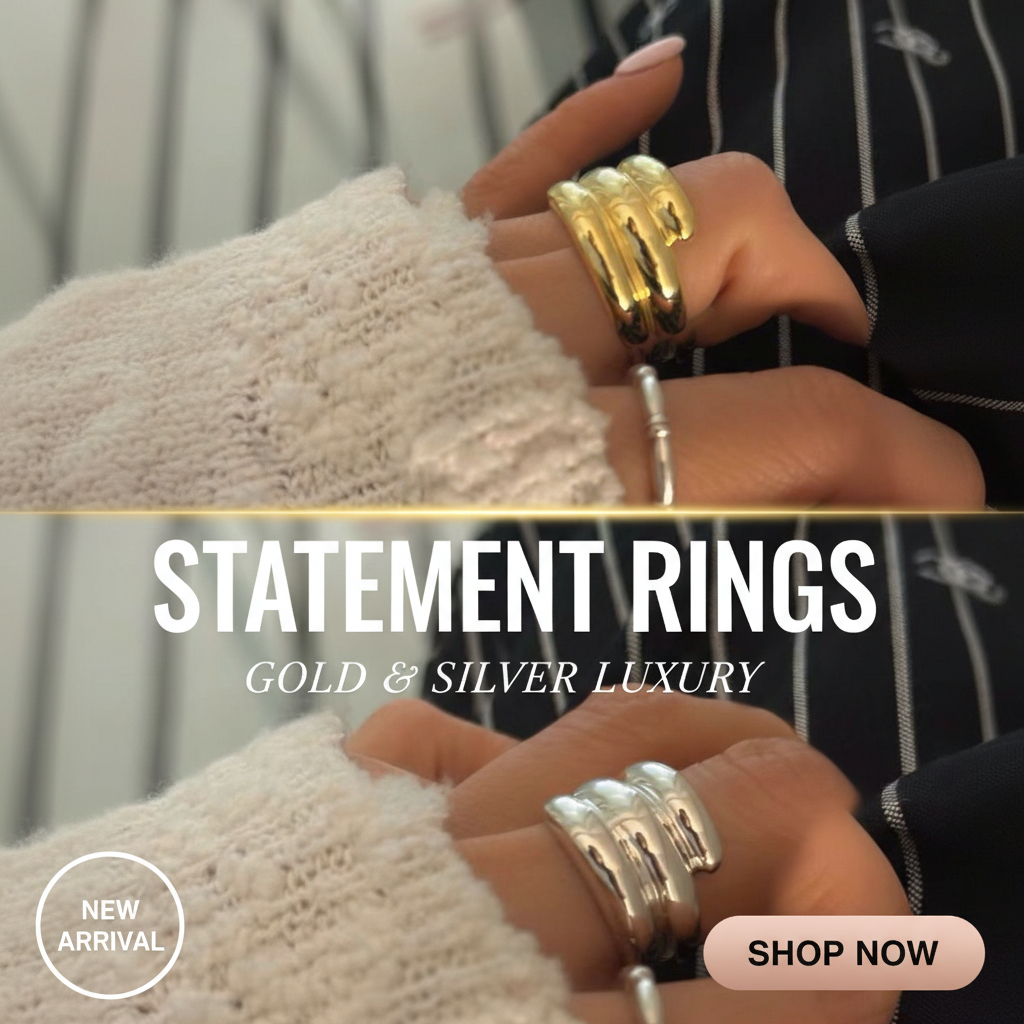 層疊曲線寬版造型戒指