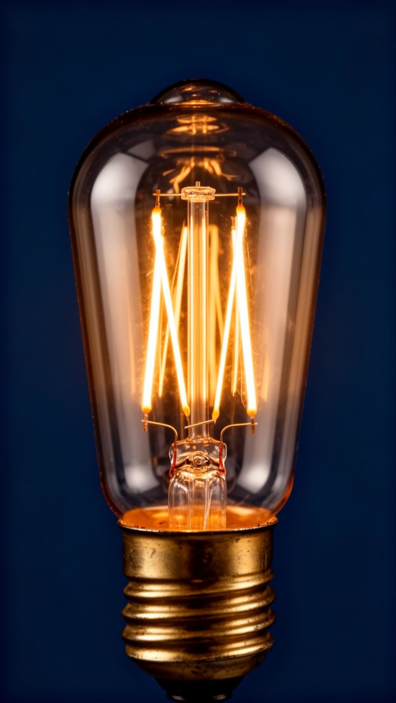 Glowing Edison filament bulb