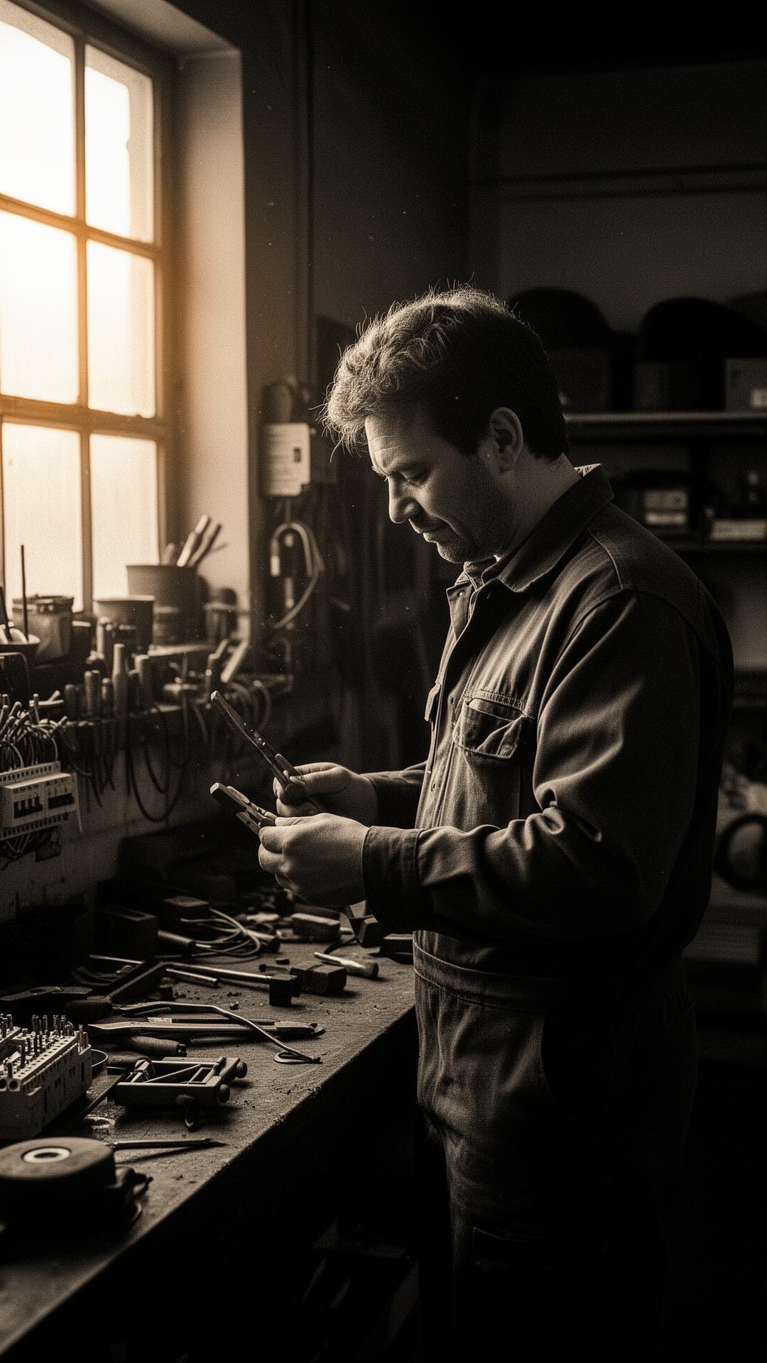Portrait of an electrician at work
