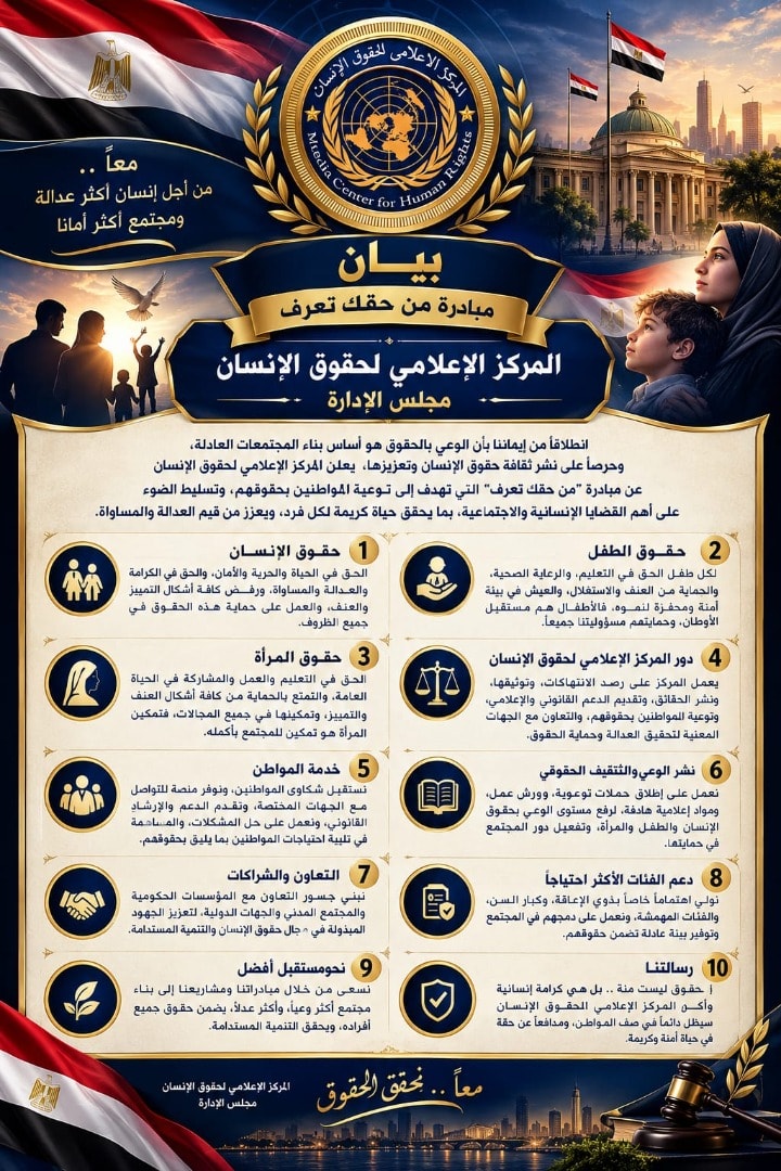 كلمات من أجل الإنسان حقوق الإنسان ليست شعارات ترفع بل قيم تمارس وكرامة تصان ومسؤولية نحملها جميعا.