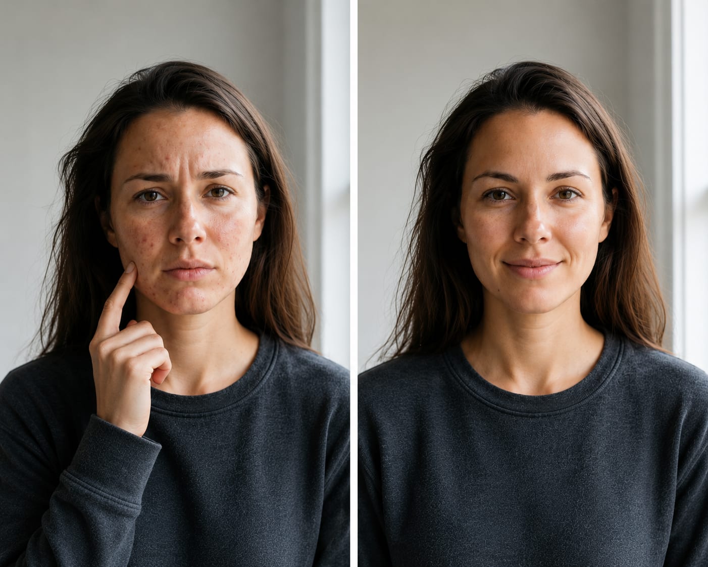 Before and after sun tan removal — natural skin transformation