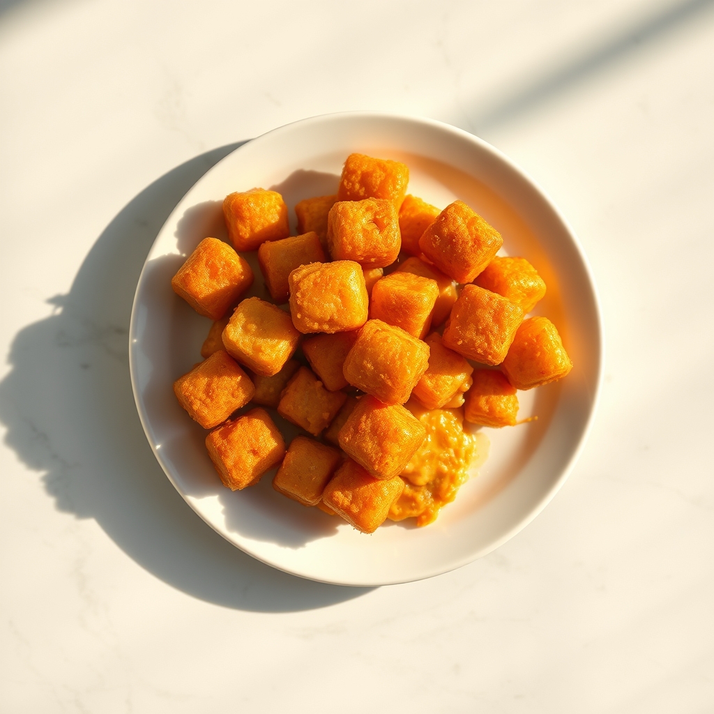 Tater tot casserole with golden brown topping