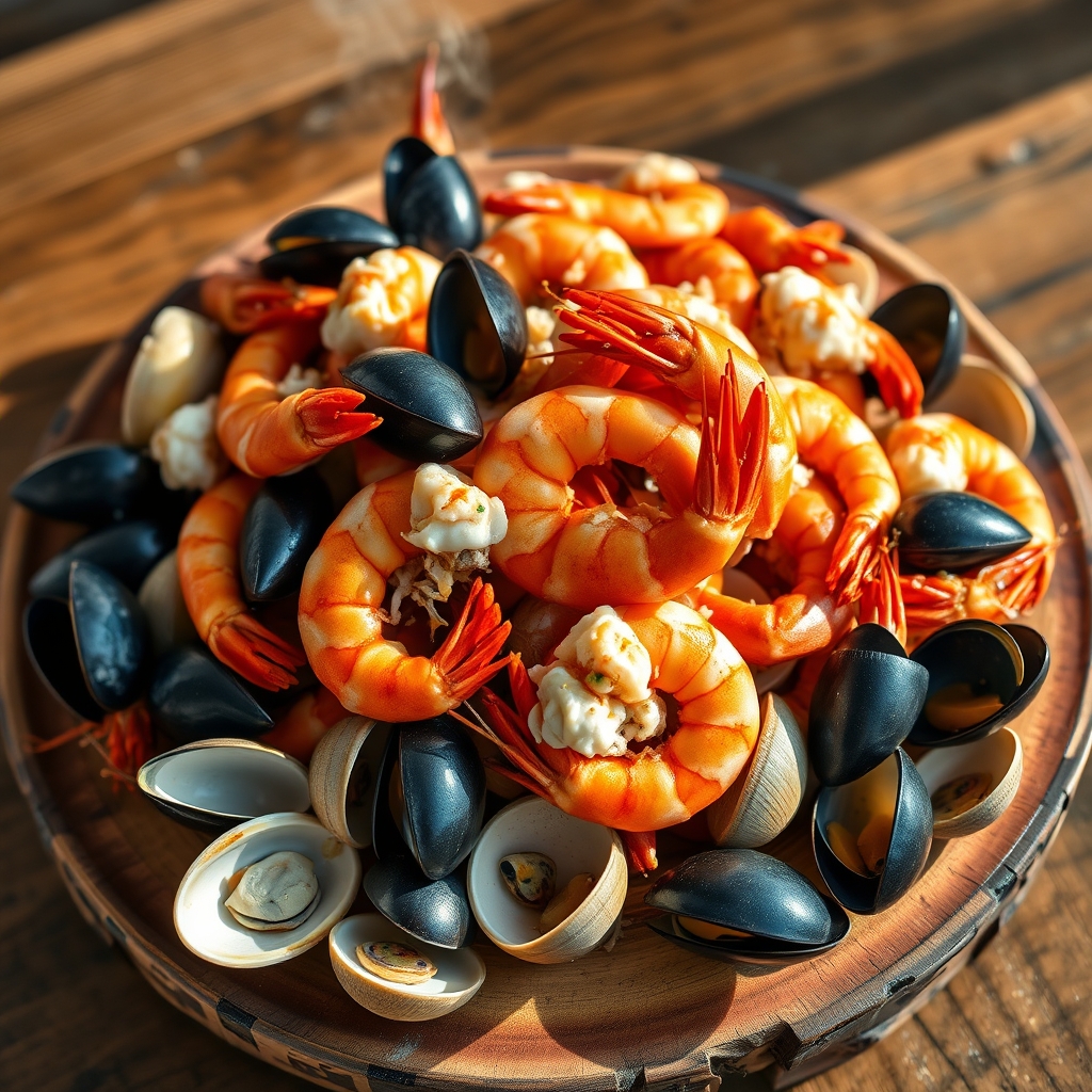 Seafood boil in a large pot