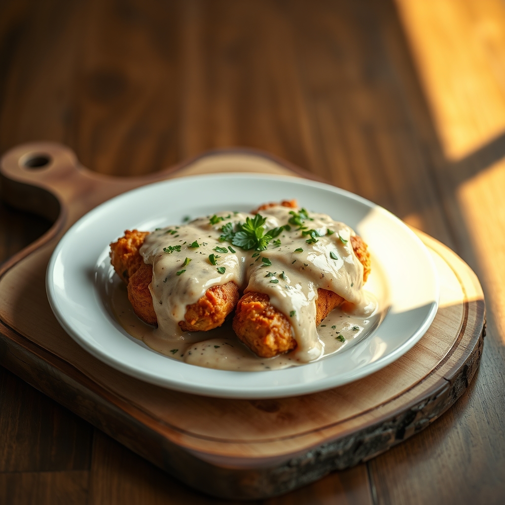Plate of creamy crack chicken with garnish