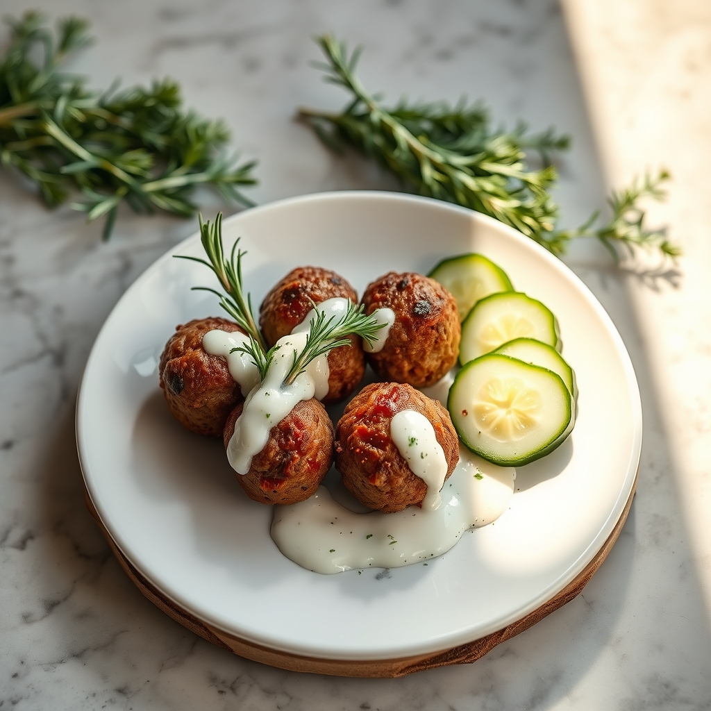 Grilled lamb kofta skewers with fresh herbs